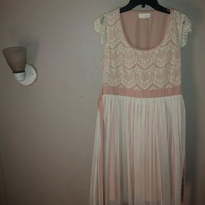 Dust Rose Lace with Tulle Dress